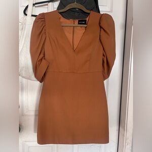 DO+BE Women's Rust Puff Sleeve Mini Dress